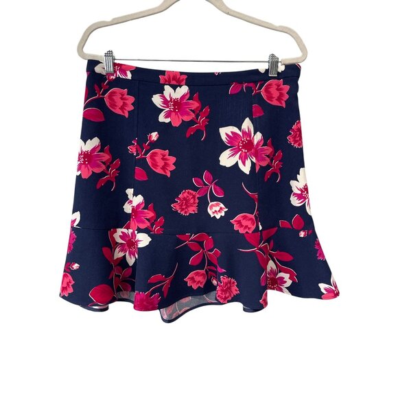 Draper James Elliston Skirt Size 12 Floral A Line Navy Blue Pink Feminine Boho - Picture 3 of 8